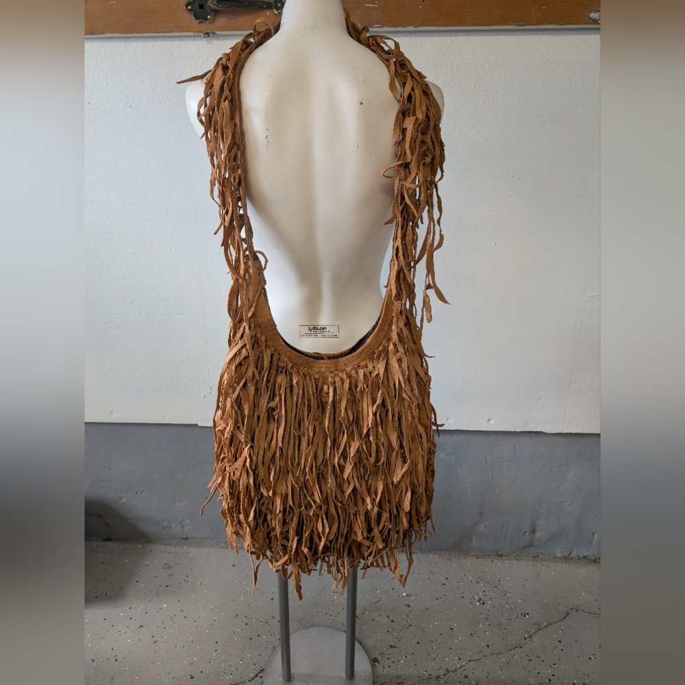 Vintage Leather Satchel Bag Completely Fringed Bohemian Coastal Cowgirl Western